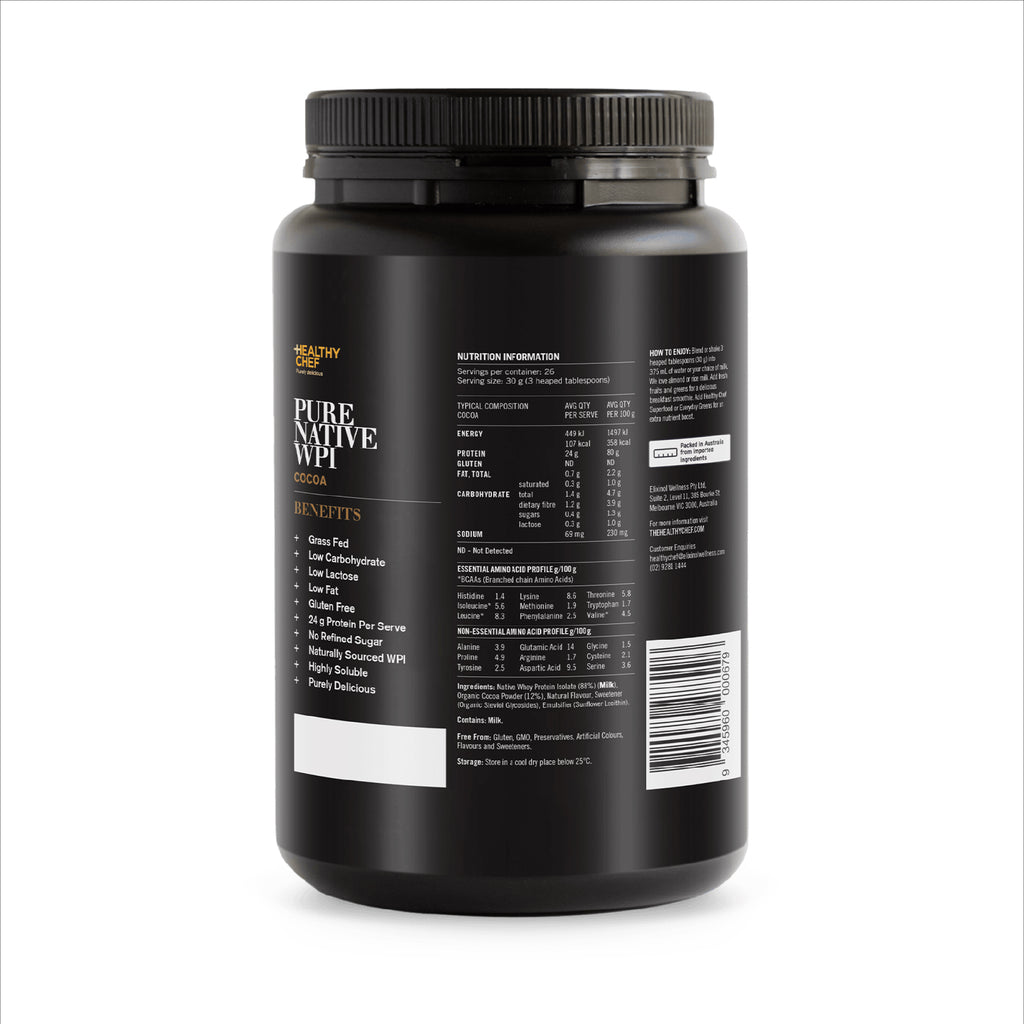 The Healthy Chef Pure Native Whey Protein Isolate Cocoa 800g